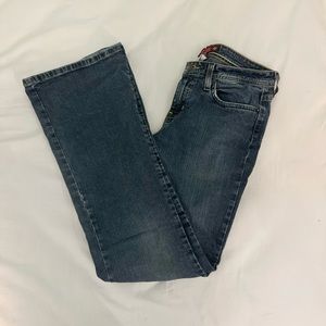 So stretch vintage thrifted blue flared bootcut denim jeans 5